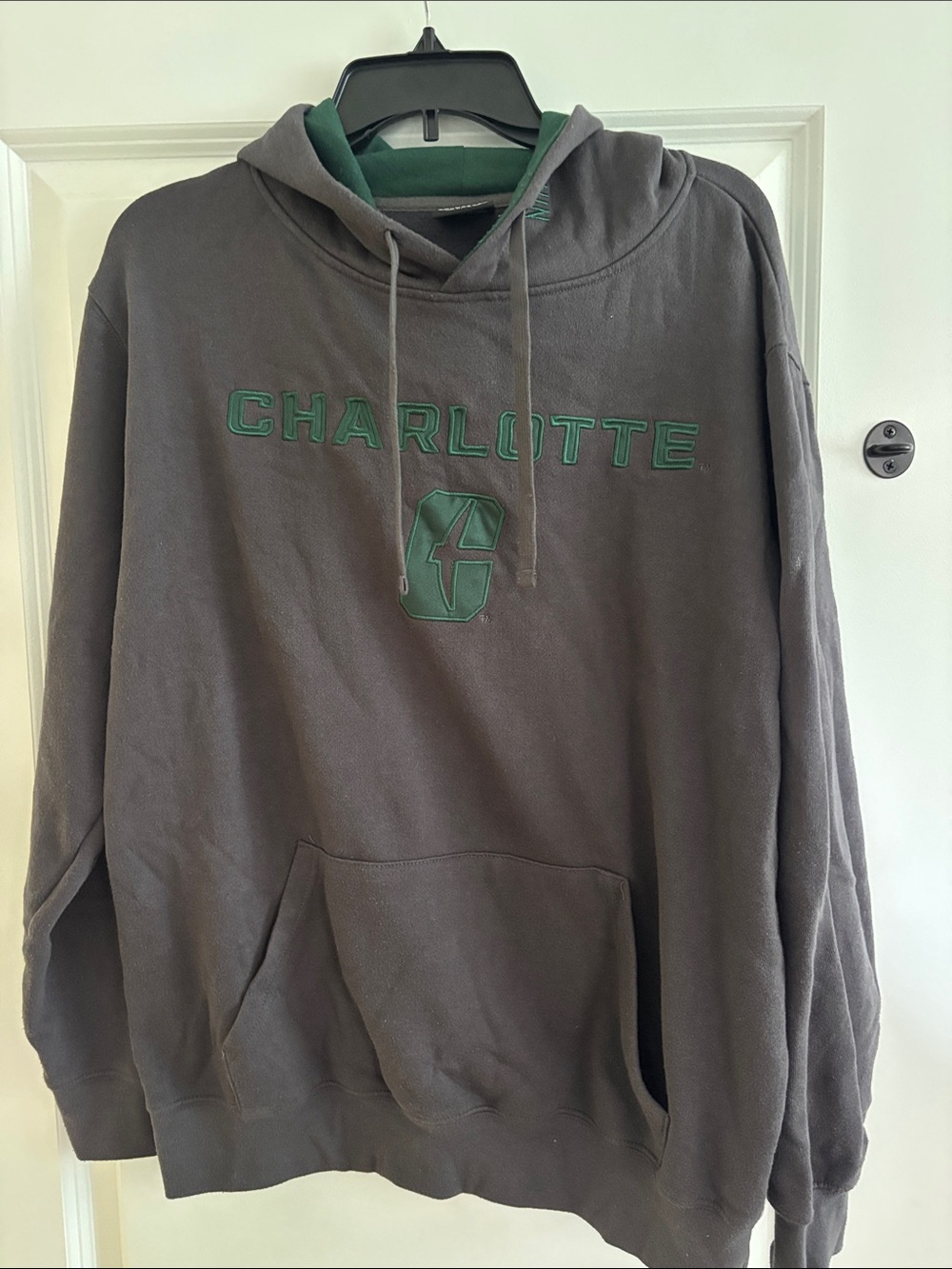 Charlotte 49ers Graphic Hoodie Sweatshirt - Dark Gray with Green Accent